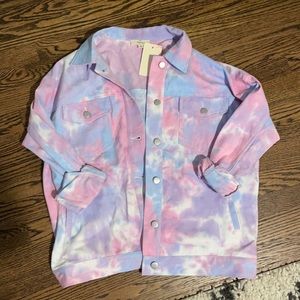 Pastel tie dye denim jacket size Small brand new with tags
